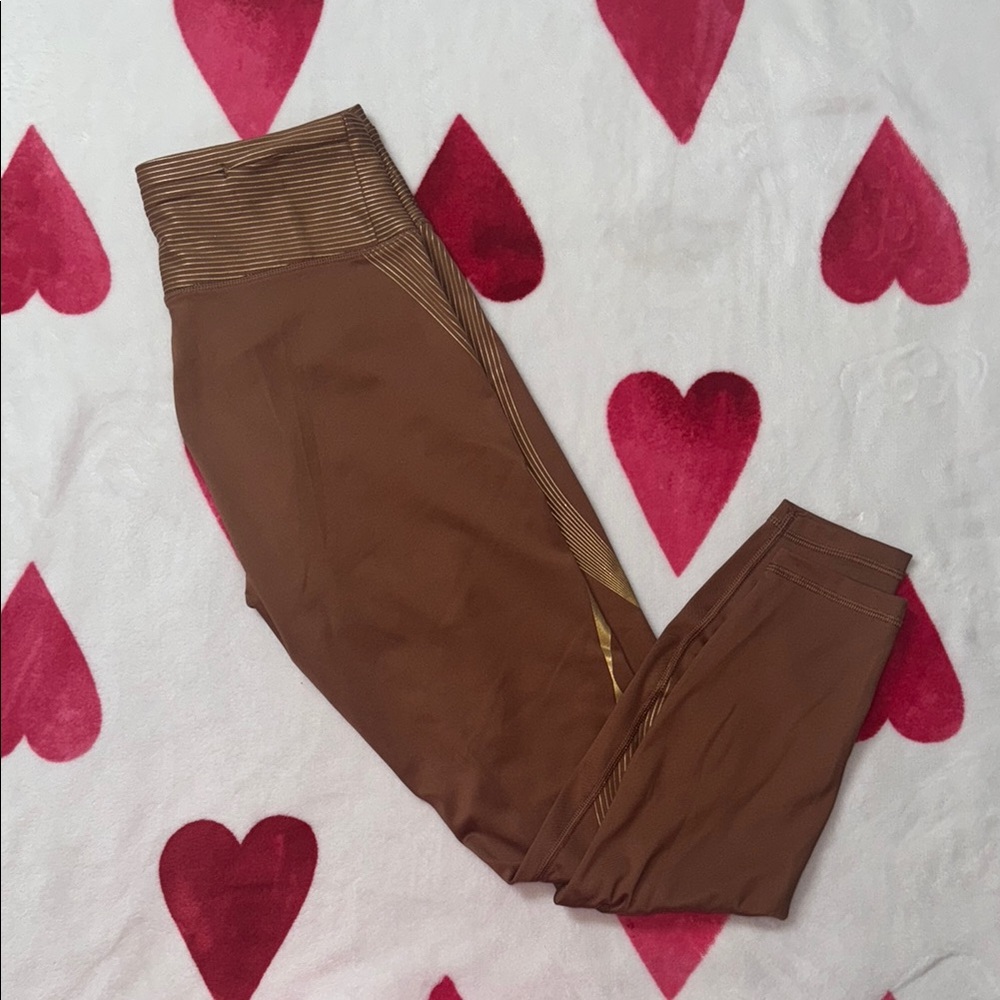 Victoria's Secret Brown Leggings with Gold Stripes